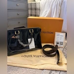 Louis Vuitton Vernis Miroir Handbag with Monogram Canvas & Long Strap